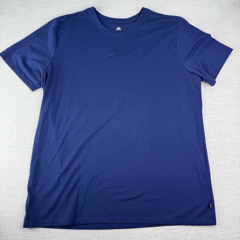 Nike SB Blue Center Logo Swoosh Tee T-Shirt Dri Fit 852786-451 Sz XL Skateboard